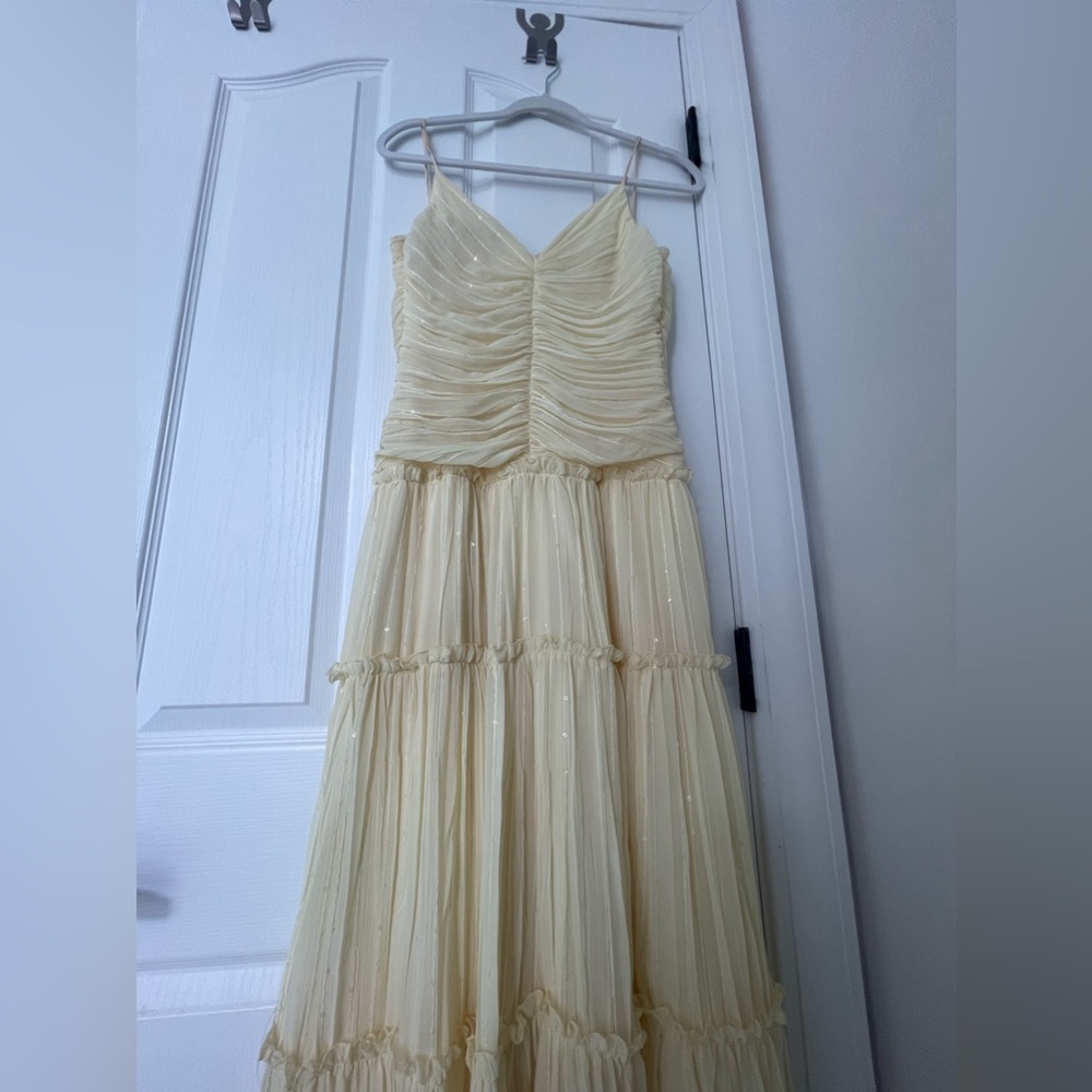 Beautiful vintage pale yellow Jessica McClintock Gunne Sax long prom dress - Picture 2 of 3